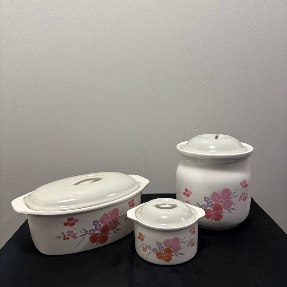 Vintage Floral Ceramic Cookware Set